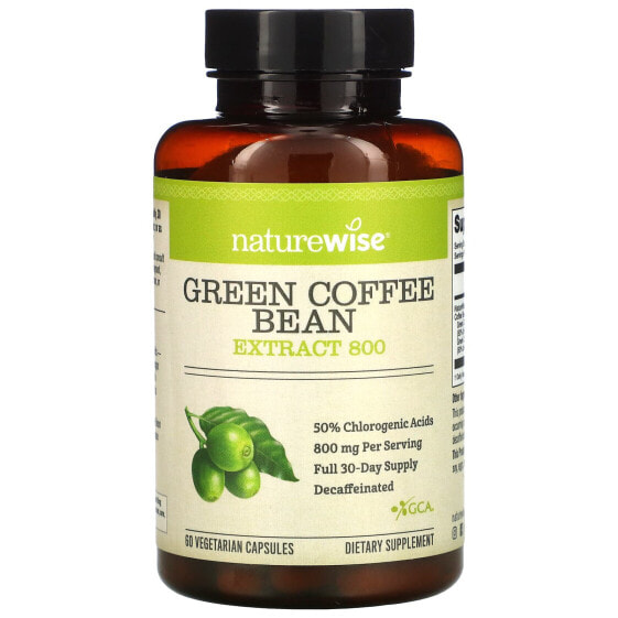 Экстракт зеленого кофе NatureWise, 800 мг, 60 вегетарианских капсул