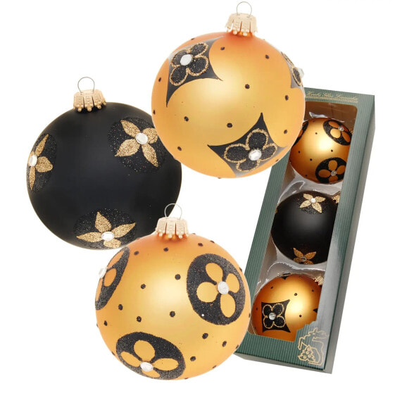 Art Deco Xmas Gold & Schwarz Satin 8cm