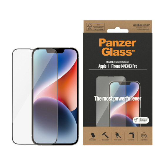 PanzerGlass ™ Screen Protector Apple iPhone 14 | 13 | 13 Pro | Ultra-Wide Fit - Apple - Apple - iPhone 14 - Apple - iPhone 13 - Apple - iPhone 13 Pro - Dry application - Scratch resistant - Shock resistant - Anti-bacterial - Transparent - 1 pc(s)
