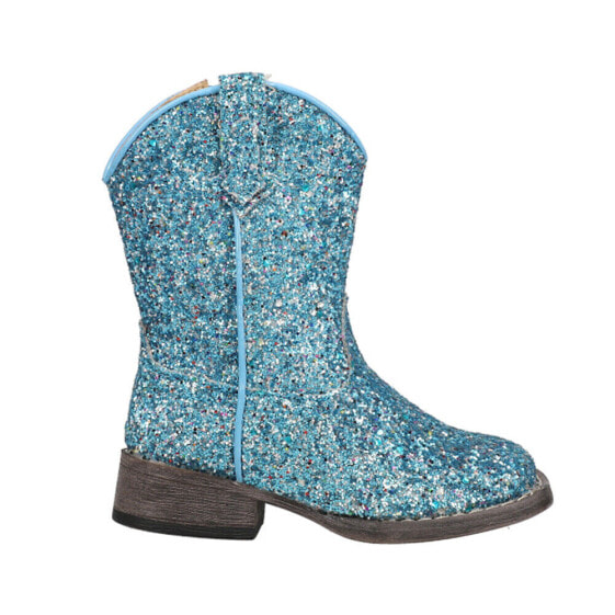 Roper Glitter Galore Square Toe Cowboy Toddler Girls Blue Casual Boots 09-017-1