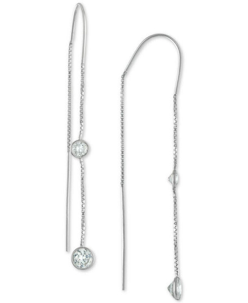 Cubic Zirconia Bezel Threader Earrings in Sterling Silver, Created for Macy's