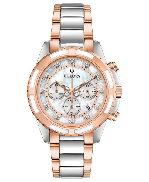 Women's Chronograph Diamond-Accent Two-Tone Stainless Steel Bracelet Watch 36mm