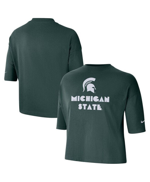 Футболка Nike женская Crop Performance зеленая Michigan State Spartans