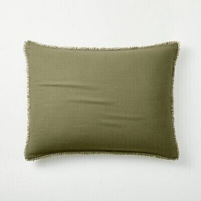 Комплект постельного белья King Heavyweight Linen Blend Comforter Sham Moss Green - Casaluna