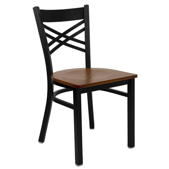 Hercules Series Black ''X'' Restaurant Chair