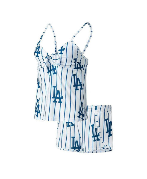 Women's White Los Angeles Dodgers Reel Allover Print Tank Top and Shorts Sleep Set