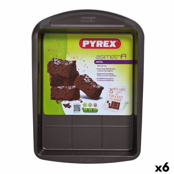 Прямоугольная форма Pyrex Asimetria Чёрный Металл 28 x 22 cm Прямоугольный (6 штук)