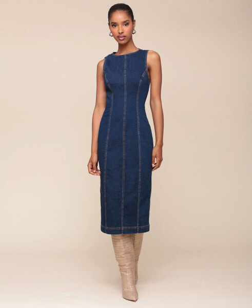 Women's Sleeveless Denim Midi Dress