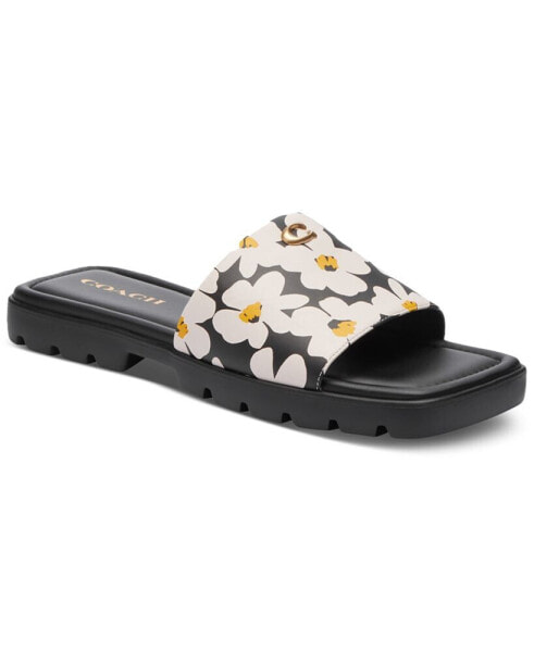 Women's Florence "C" Mother's Day Lug-Sole Slip-On Slide Flat Sandals