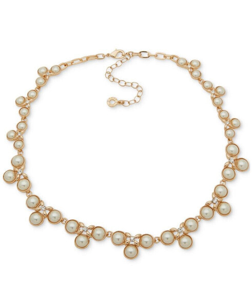 Gold-Tone Beaded Fancy Collar Necklace, 16" + 3" extender