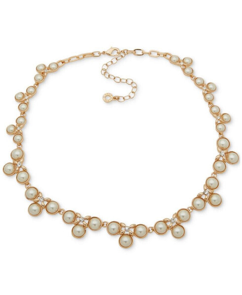 Anne Klein gold-Tone Beaded Fancy Collar Necklace, 16" + 3" extender