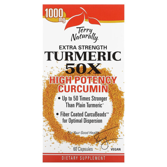 Травяной препарат Terry Naturally Куркума 50X, высокая мощность, 1 000 мг, 60 капсул (500 мг в капсуле)