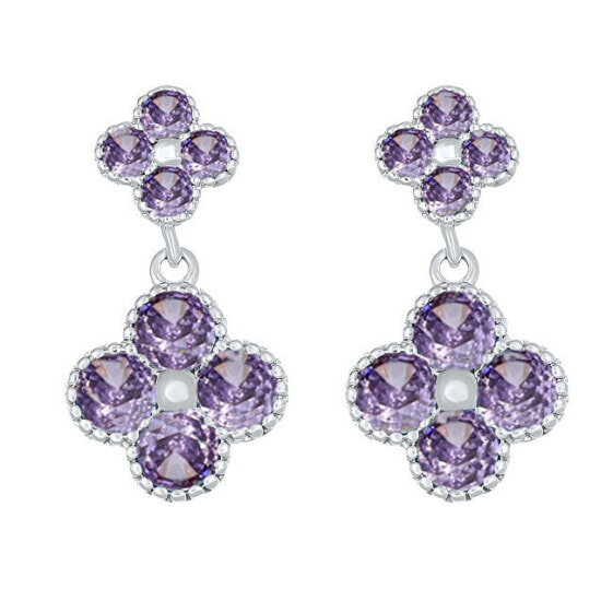 Beautiful earrings with purple flowers 42289.VIO.R