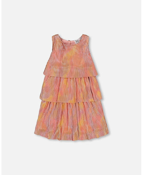 Girl Pleated Layered Dress Metallic Rainbow - Toddler Child