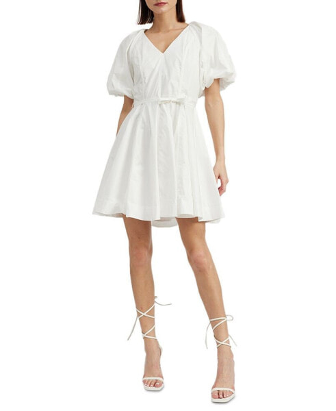 Women's Cayman Cotton Puffed-Sleeve Mini Dress