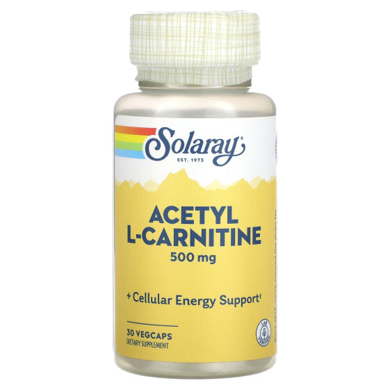 Solaray, Ацетил L-карнитин, 500 мг, 30 растительных капсул