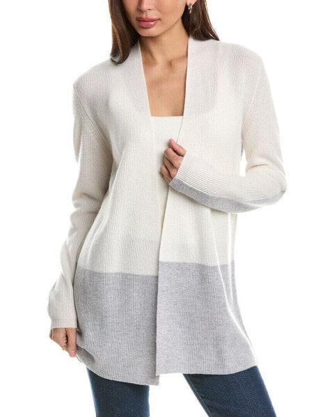 Forte Cashmere Rib Colorblocked Cashmere Cardigan Women's