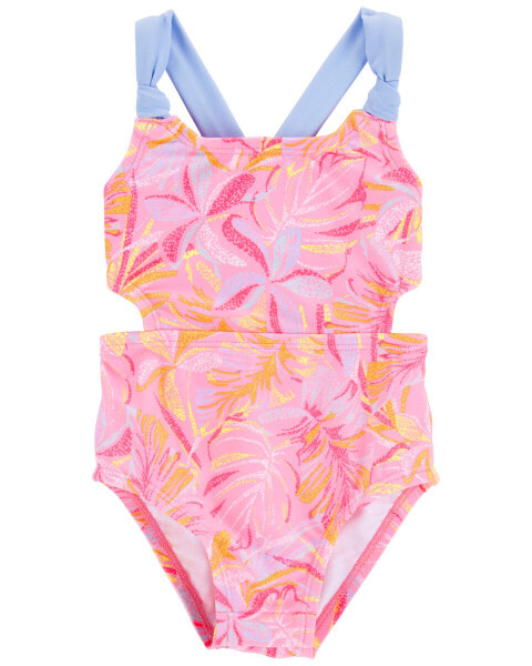 Baby Palm Print 1-Piece Cut-Out Swimsuit 24M