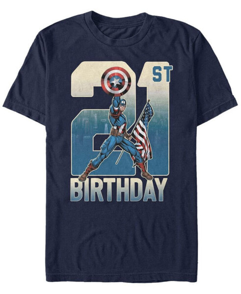 Men's Marvel Captain America 21st Birthday Short Sleeve T-Shirt