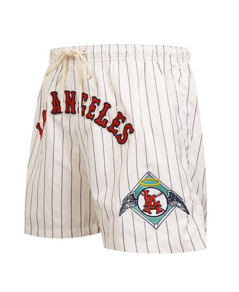 Men's Cream Los Angeles Angels Pinstripe Retro Classic Woven Shorts