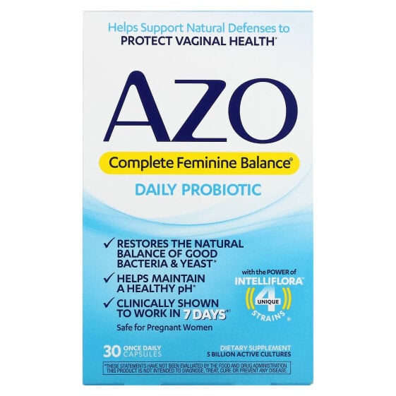 Пробиотики для женского здоровья AZO Complete Feminine Balance, 30 капсул по 5 миллиардов в день