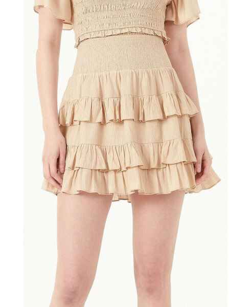 Women's Smocked Ruffled Mini Skirt