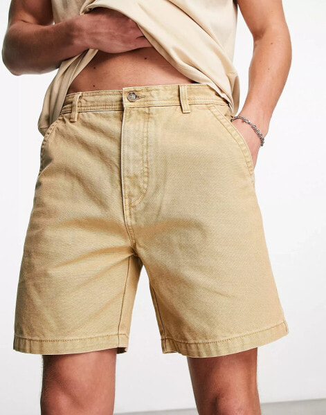 Pull&Bear canvas chino shorts in beige