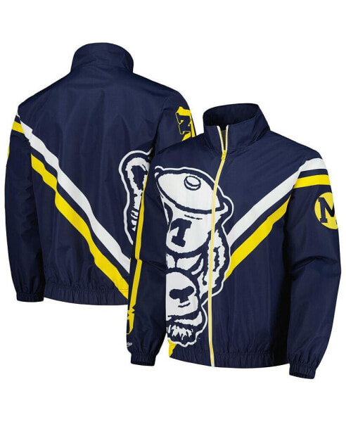 Men's Navy Michigan Wolverines Exploded Logo Warm Up Full-Zip Jacket
