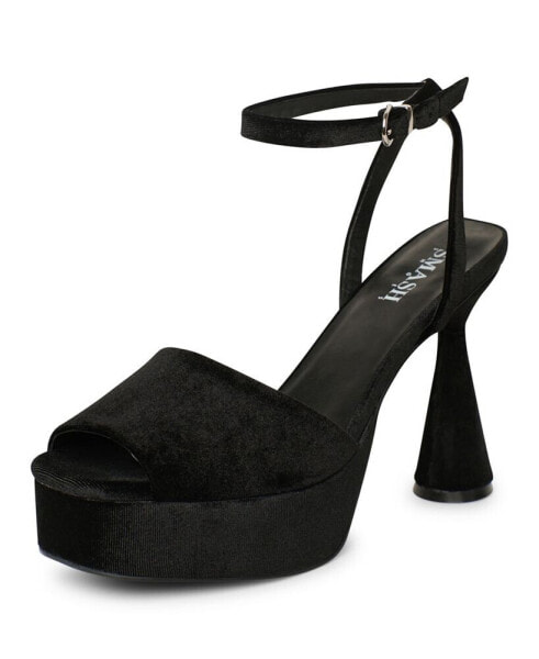 Women's Flora Architectural Heel Peep-Toe Platform Dress Sandals - Extended Sizes 10-14