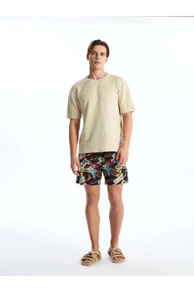 Мужские пляжные шорты с принтом LC WAIKIKI - SWIMWEAR Короткие мужские пляжные шорты с принтом AYMİRA STORE