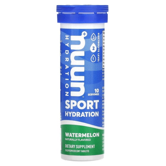 Hydration, Sport, Effervescent Electrolyte Supplement, Watermelon, 10 Tablets