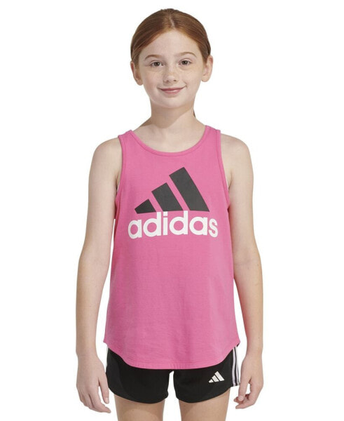 Big Girls Sleeveless Curved-Hem Cotton Logo Tank Top