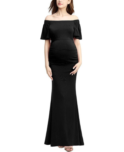 Maternity Abigail Off Shoulder Maxi Dress