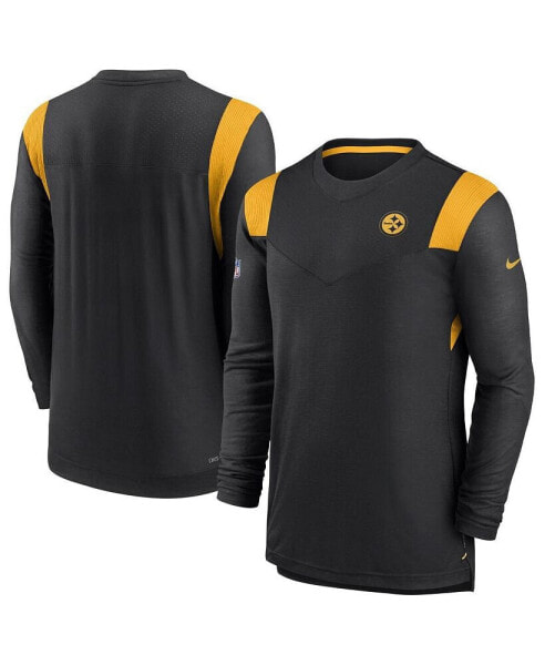 Men's Black Pittsburgh Steelers Sideline Tonal Logo Performance Player Long Sleeve T-shirt