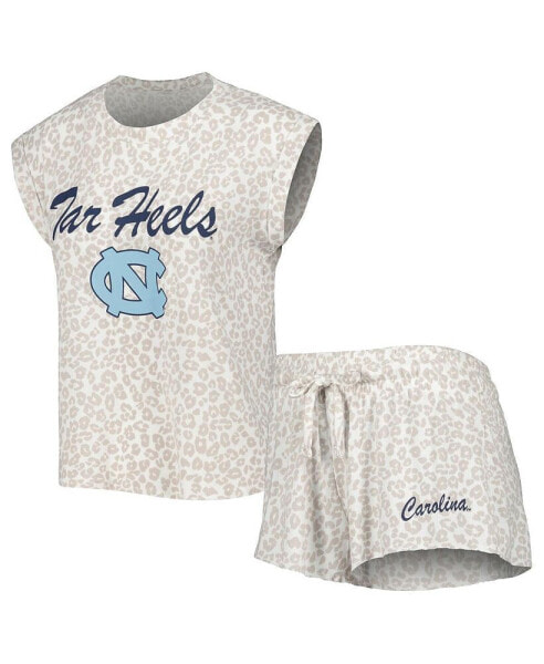 Women's Cream North Carolina Tar Heels Montana T-shirt and Shorts Sleep Set