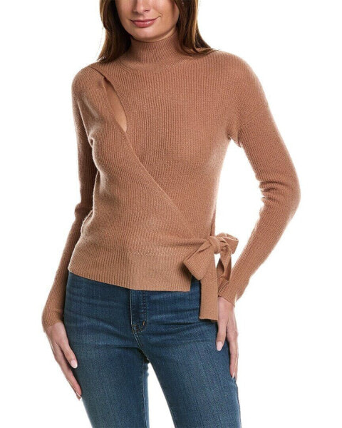 Incashmere Wrap Front Cashmere Sweater Women's Brown Xl