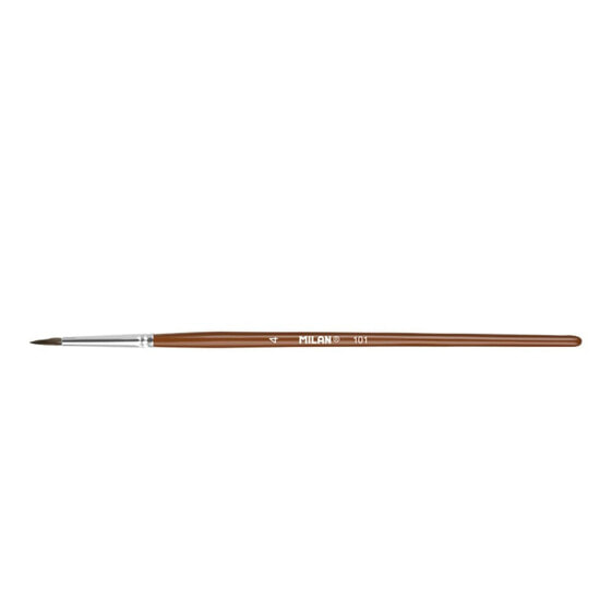 Кисть для рисования с короткой деревянной ручкой MILAN Polybag 12 Round School Paintbrushes Series 101 Nº 4
