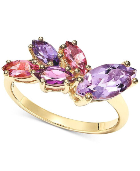 Multi-Gemstone Marquise Cluster Ring (1-3/4 ct. t.w.) in 14k Gold-Plated Sterling Silver