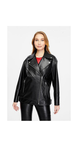 Women's Genuine Leather Jacket, Black