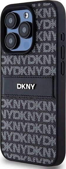 DKNY DKNY DKHCP15LPRTHSLK iPhone 15 Pro 6.1" czarny/black hardcase Leather Mono Stripe & Metal Logo