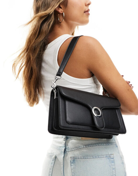 Glamorous grab bag with crossbody strap in black