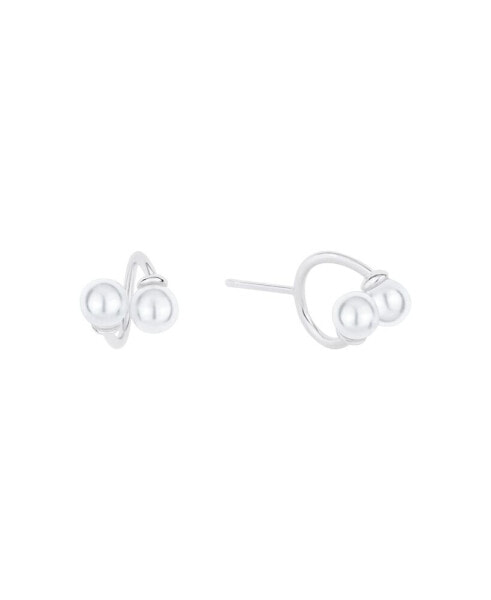 White Imitation Pearl Ear Bud Holder Earring