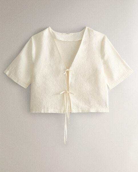 Linen shirt with bow