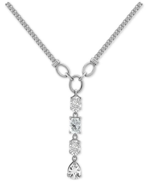 Cubic Zirconia Multi-Cut Linear Lariat Necklace, 16" + 2" extender