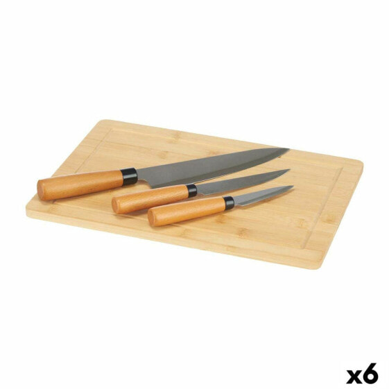Набор ножей Разделочная доска Сыр Коричневый Бамбук (6 штук)
