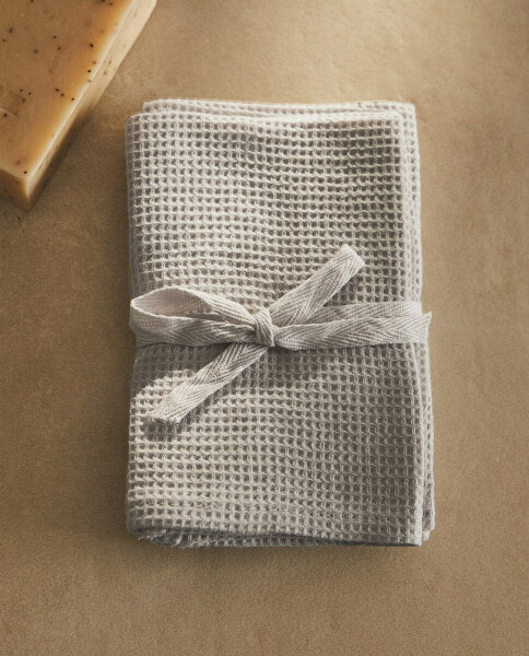 Pack of mini waffle-knit textured hand towels (pack of 3)