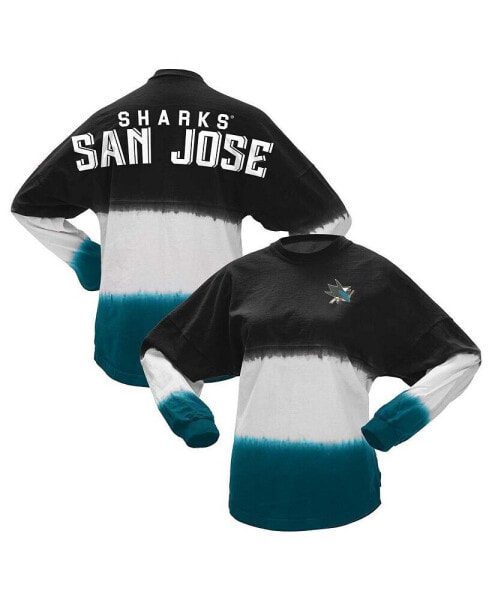 Women's Black, Teal San Jose Sharks Ombre Long Sleeve T-shirt