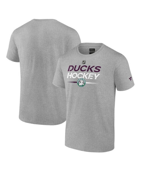 Men's Heather Gray Anaheim Ducks Authentic Pro Wordmark Alternate Logo T-shirt