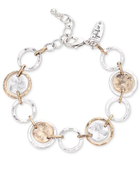 Two-Tone Hammered Circle & Disc Flex Bracelet, Created for Macy's