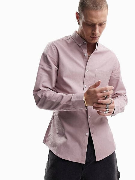 ASOS DESIGN slim fit oxford shirt in dusty pink